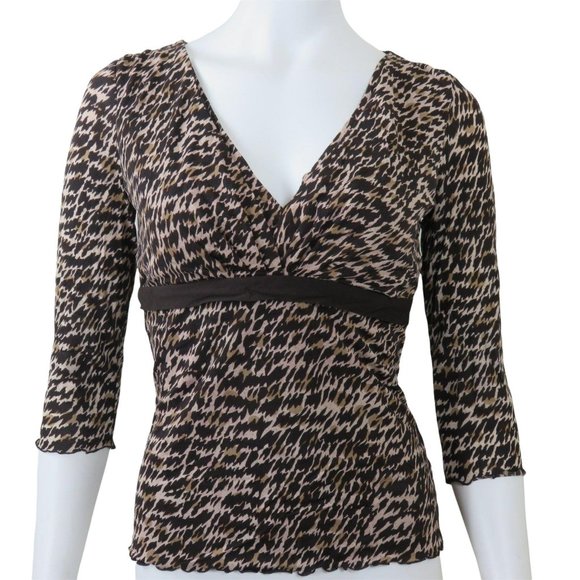 Vintage INC Sheer Stretch Mesh Brown Top Size S Empire 3/4 Sleeve - Picture 5 of 11